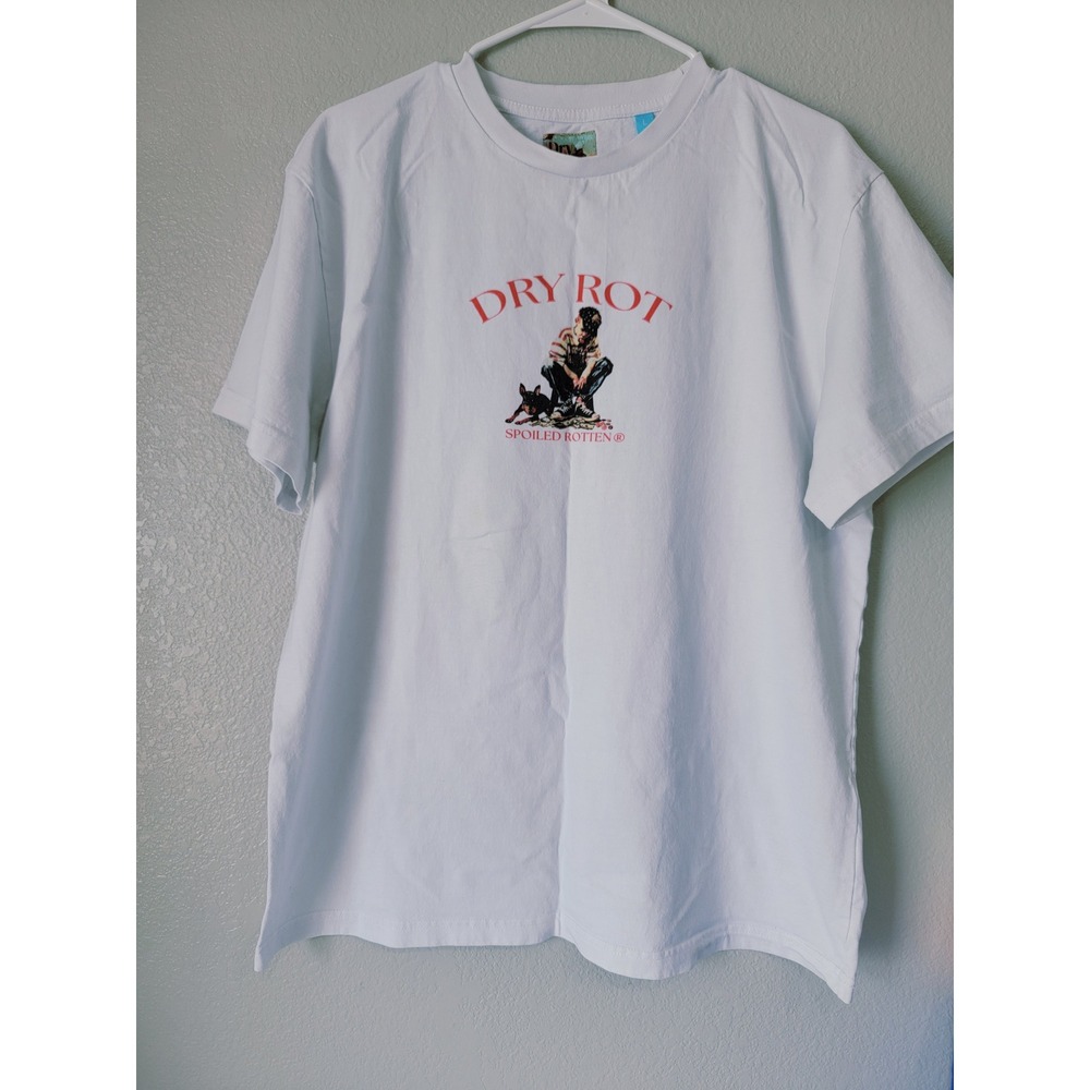 Dry Rot Men's Graphic T-Shirt White Large Heavyweight Cotton Spoiled Rotten